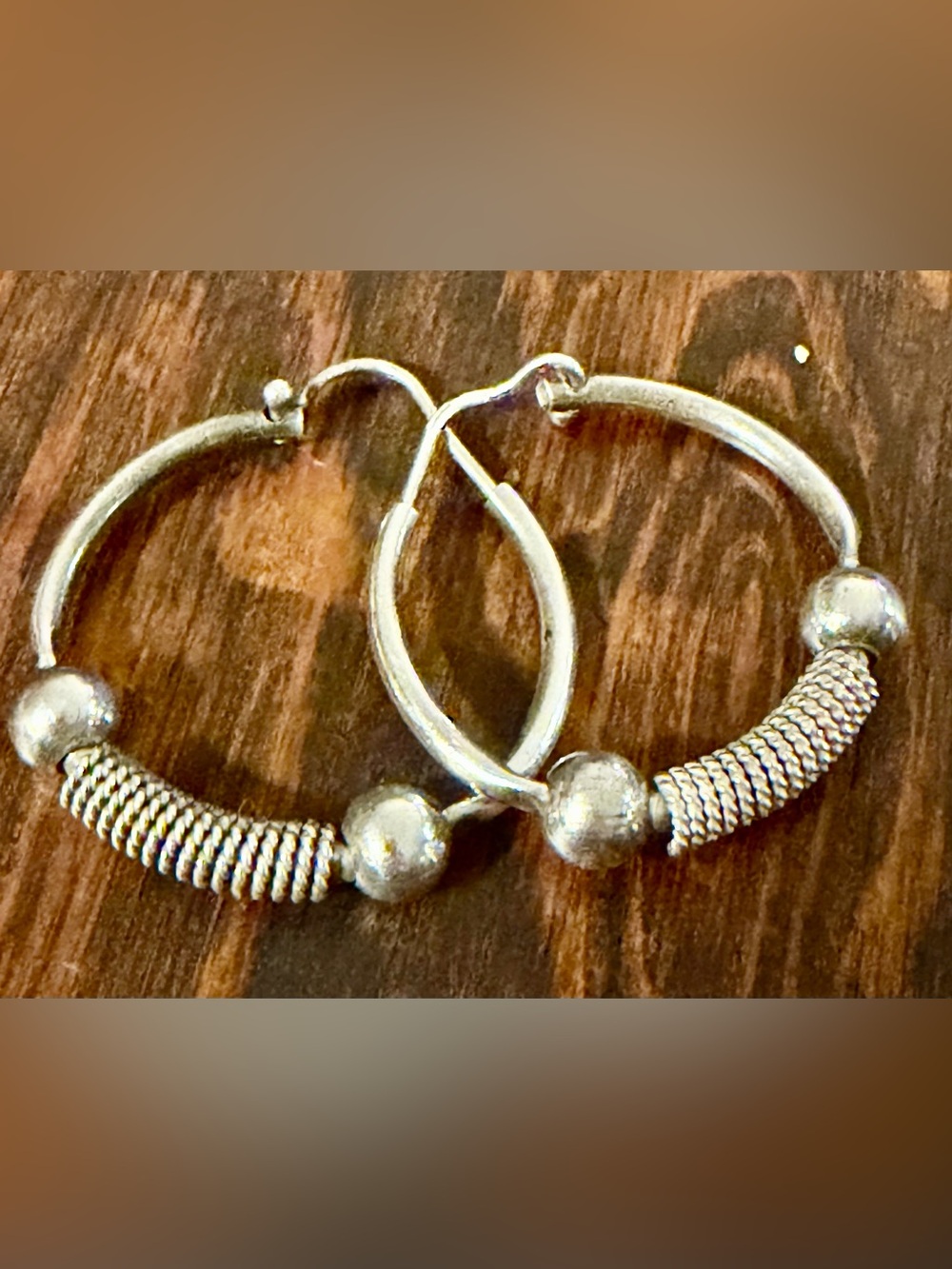 Sterling Silver Hoop Earrings, Oxidized Bali Style Hoops, Tribal Boho Earrings